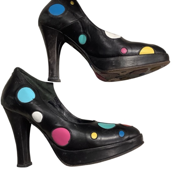 IsaBoo Vero Cuoio 100% Italian Leather Polka Dot High Heels 1991 Classics Sz 36. - Picture 5 of 10